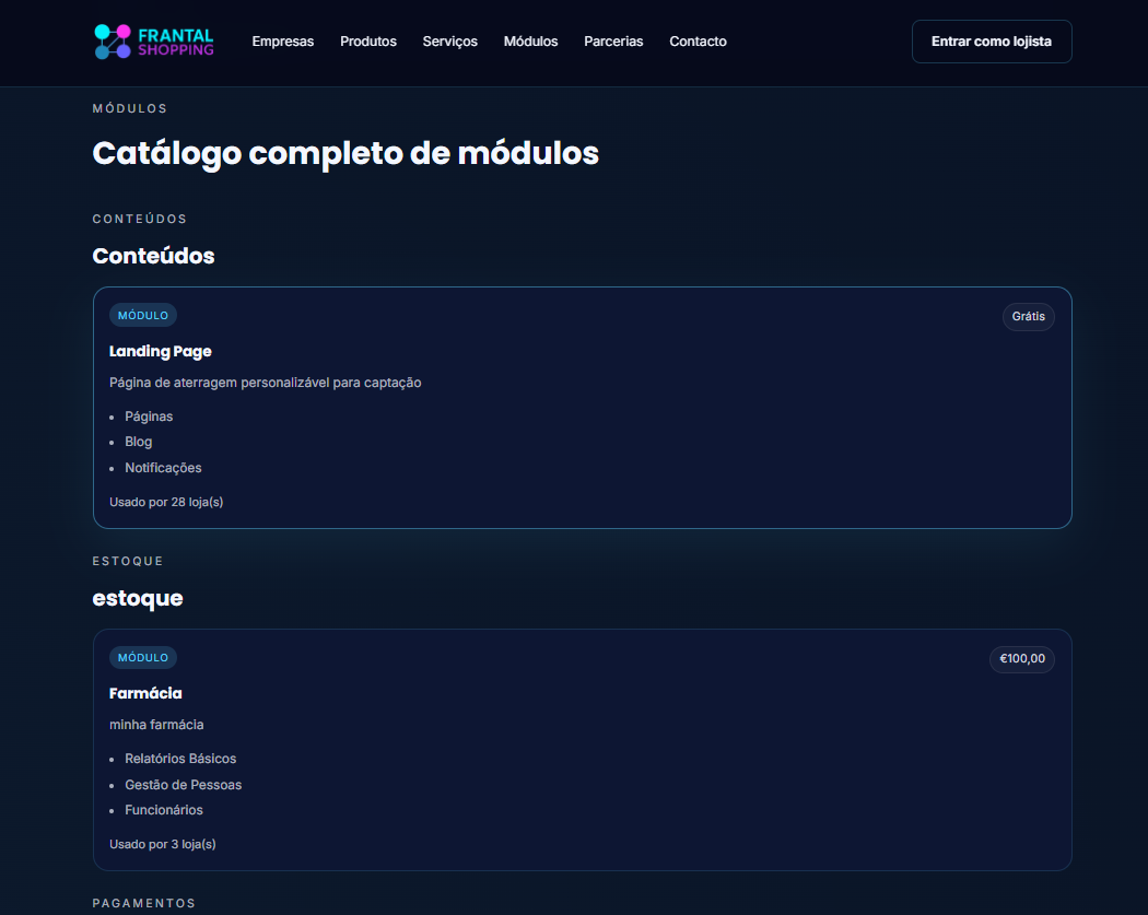 Desenvolvimento e Lançamento do Frantal Shopping – Marketplace Multimarcas Integrado ao Ecossistema Frantal
