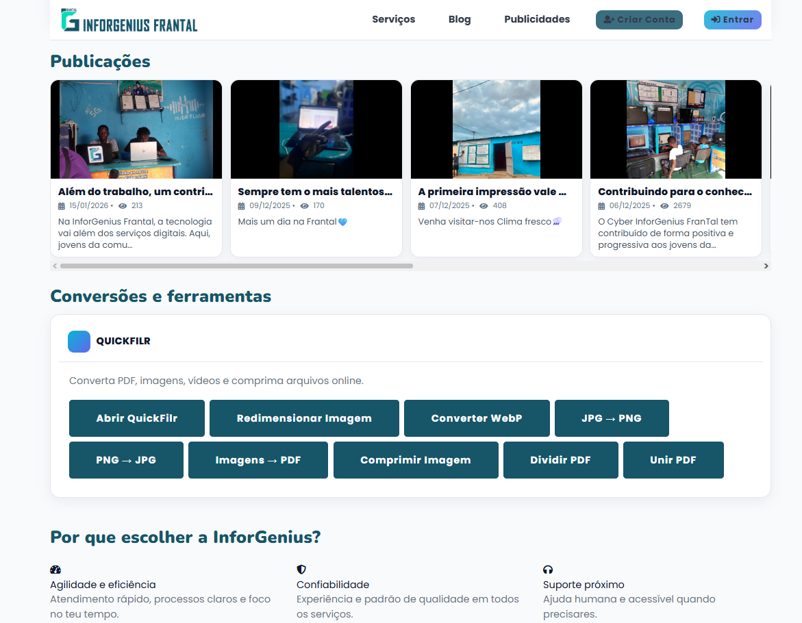 Desenvolvimento e Operação do Cyber InforGenius Frantal – Hub de Serviços Digitais e Capacitação em Luanda